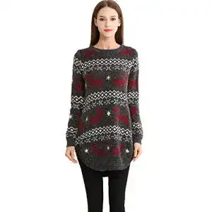 Damen Weihnachtspullover mit Rentier- und Schneeflockenmotiven