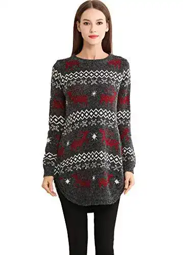 Damen Weihnachtspullover mit Rentier- und Schneeflockenmotiven