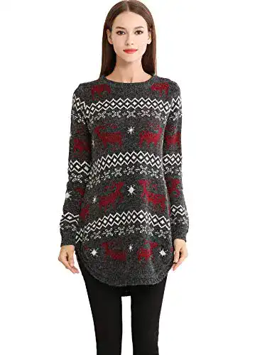 Damen Weihnachtspullover mit Rentier- und Schneeflockenmotiven