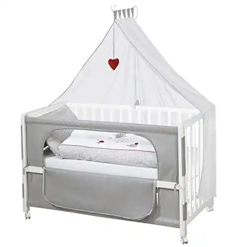 Roba Beistellbett 60 x 120 cm für Babys mit Rollen und Zubehör