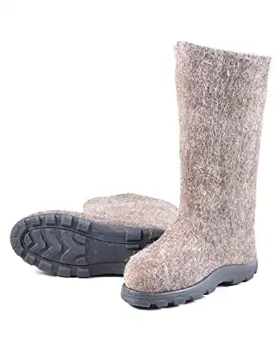 Filzstiefel Walenki aus 100% Schafwolle in Grau (Größe 40)