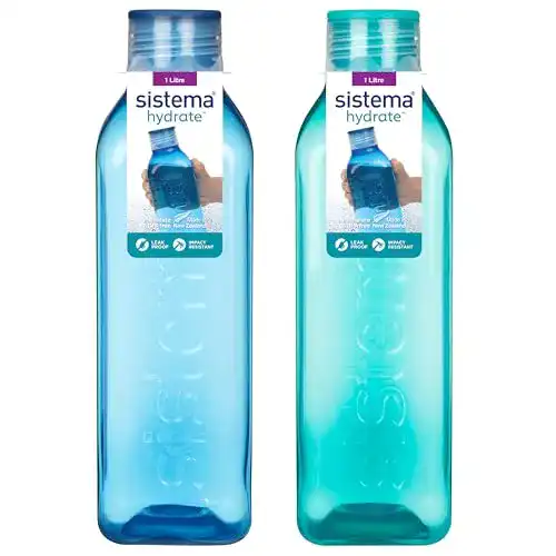 Sistema Trinkflasche Square 1L BPA-frei, Dichtverschluss, Retro-Stil