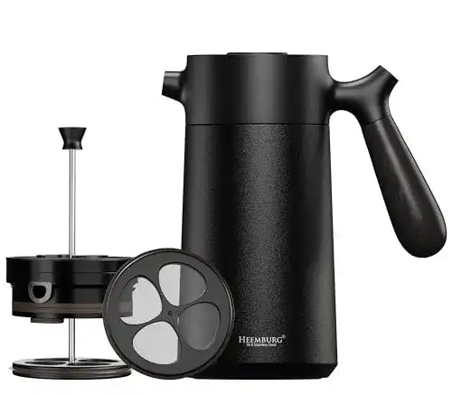 French Press aus Edelstahl von Heemburg Thermo Kaffeebereiter für Kaffee und Tee