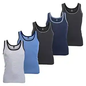 Herren Baumwoll Tank Tops im 5er Pack in Melange Optik