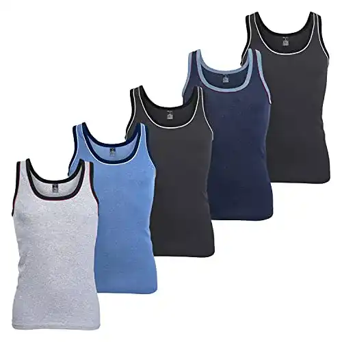 Herren Baumwoll Tank Tops im 5er Pack in Melange Optik