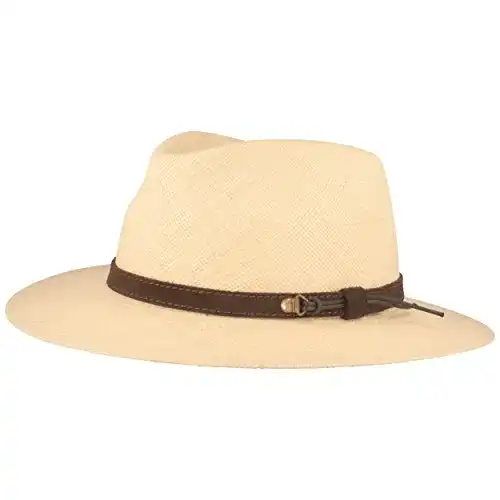 Panama Hut Breiter Original Panamahut aus Ecuador mit Lederband