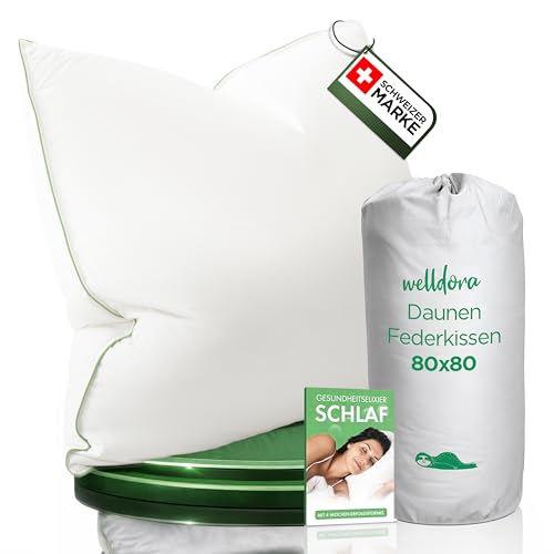 Kopfkissen 80 x 80 cm aus natürlichen Daunenfasern und Federn