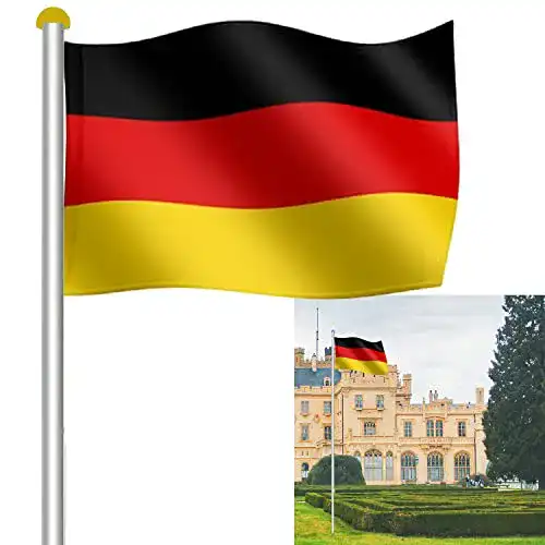 Fahnenmast Einfeben 6,5 m Aluminium mit Fahne 150 x 90 cm