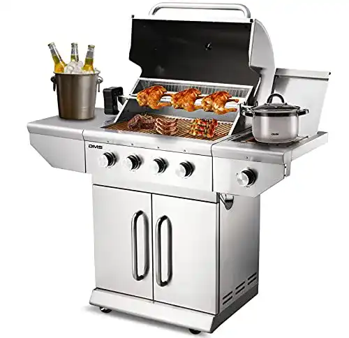 Gasgrill mit Seitenbrenner von DMS in Edelstahl für Grillwagen