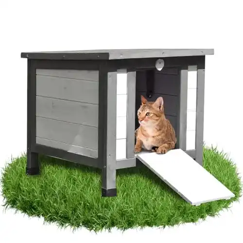 Katzenhaus für den Außenbereich von Melko in Grau/Weiß 50x45x43 cm