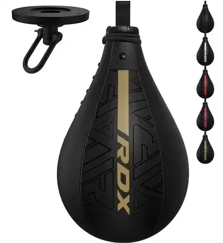 RDX Boxbirne Maya Hide Leder Set mit Speedball zum Boxtraining