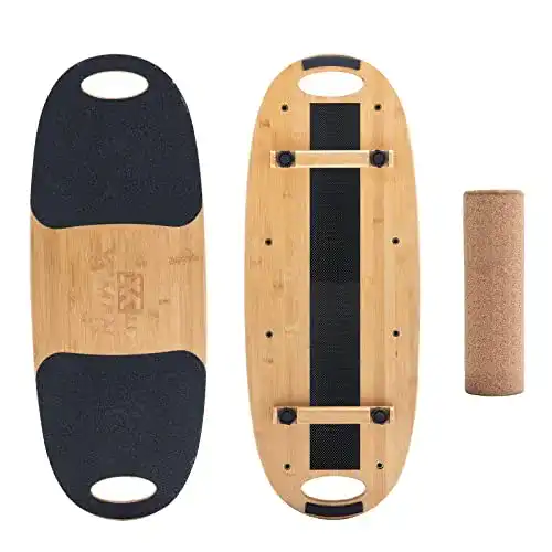 Balance Board Surf Xcman aus Bambus mit verstellbaren Stoppern