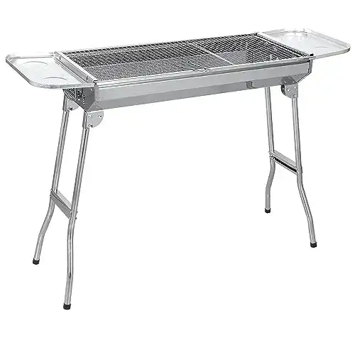 Klappgrill SunJas aus Edelstahl für Holzkohle und Outdoor BBQ