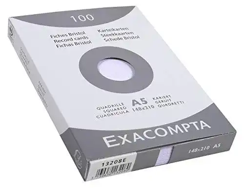 Karteikarten Exacompta 13208E, DIN A5, kariert, 100 Stück
