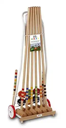 Krocketspiel Gico aus Massivholz für 6 Spieler im Transportwagen