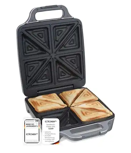 Cloer 6269 Sandwichmaker XXL mit Keramikbeschichtung und 1800 W