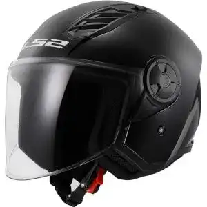 Motorradhelm für Damen LS2, Jethelm Airflow Solid in Matt Schwarz