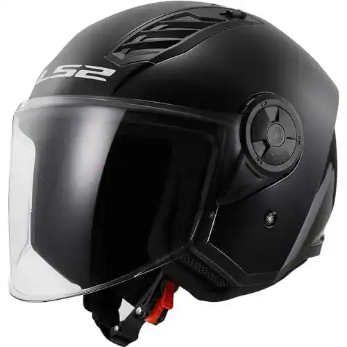 Motorradhelm für Damen LS2, Jethelm Airflow Solid in Matt Schwarz