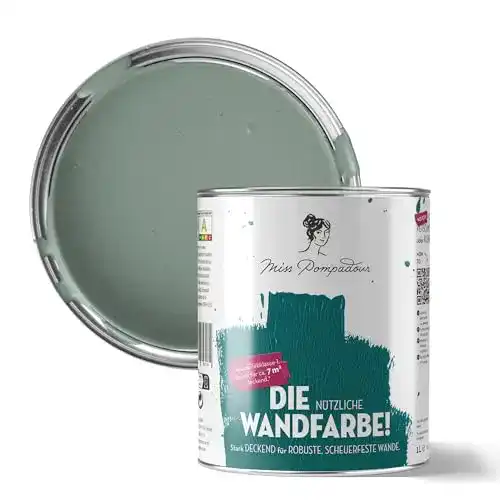 Abwaschbare Wandfarbe MissPompadour Grün-Grau 1L