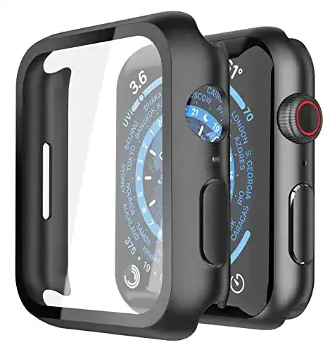 Misxi Hard Hülle mit Glas Displayschutz für Apple Watch 7, 8, 9 45mm