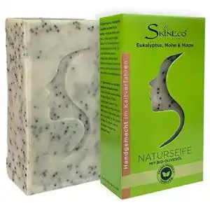 Skineco Bio Vegane Naturseife mit Eukalyptus, Minze und Mohn