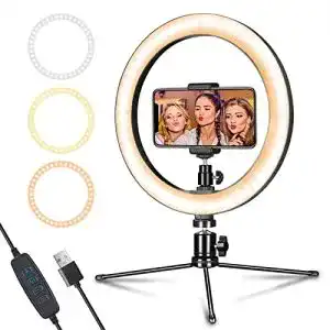 Ringlicht AIXPI LED 10 Zoll mit Stativ und Telefonhalter