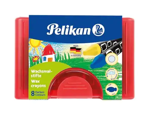Wachsmalstifte Pelikan 723148, 8 wasserfeste Stifte im Etui