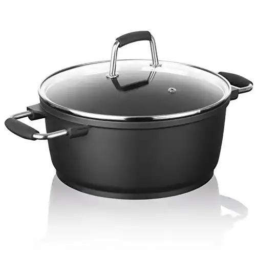 Kochtopf 20 cm aus Aluminiumguss mit Glasdeckel, 2,5L