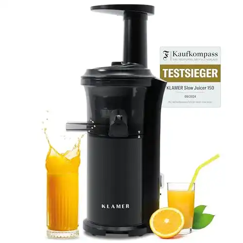 Klamer Slow Juicer für Obst und Gemüse, Entsafter mit Rückwärtsgang