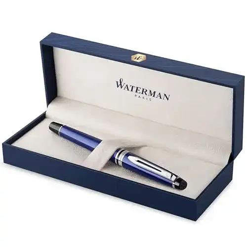 Waterman Kugelschreiber Expert Tintenroller in Blau mit Chromzierteilen