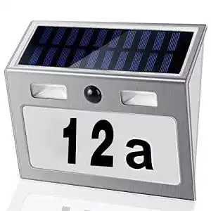 Solar Hausnummer mit Bewegungsmelder und LED-Beleuchtung