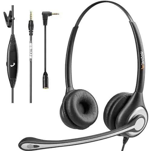 Wantek Büro-Headset mit Mikrofon und Noise Cancelling