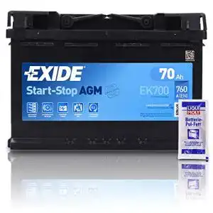 Exide EK700 70Ah AGM Autobatterie mit Ladegerät im Bundle
