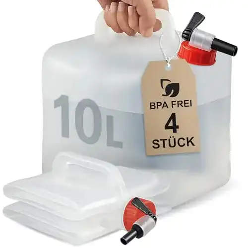 Faltkanister Baubar 4er Set 10L faltbarer Wasserkanister mit Hahn