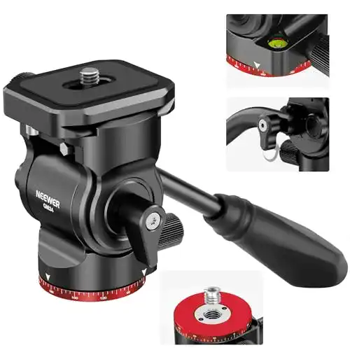 Neewer Stativ Fluidkopf Pan Tilt Head mit Schnellwechselplatte und Griff