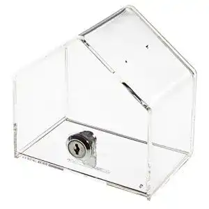 Spendenbox HMF 46911 aus Acryl, Aktionsbox in Hausform, 13,8 x 12,5 x 9 cm