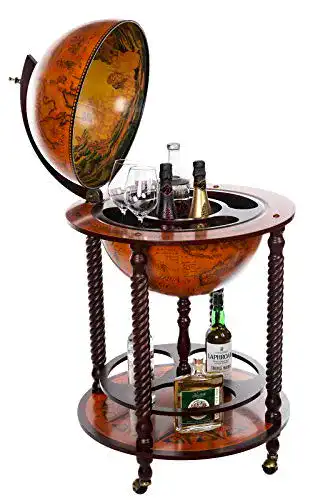 Globus-Bar Birendy XXL 043RR Hausbar Barwagen aus Eukalyptusholz