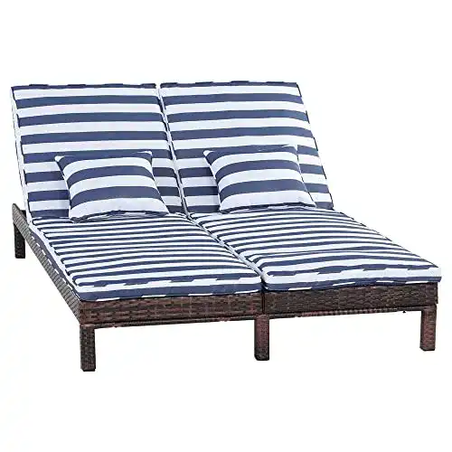 Doppelliege Outsunny Polyrattan für Garten und Terrasse