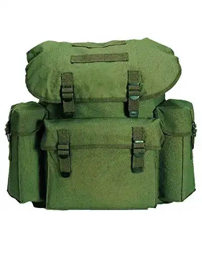 Mil-Tec Rucksack 14020001 in Oliv mit Kordelzug und Außentaschen