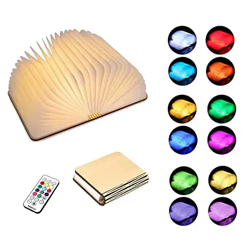 Buchlampe Sanoto – Faltbare LED Leselampe in 12 Farben und Holzdesign