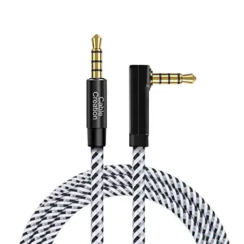 Aux-Kabel CableCreation 3,5mm TRRS mit 90 Grad Winkel
