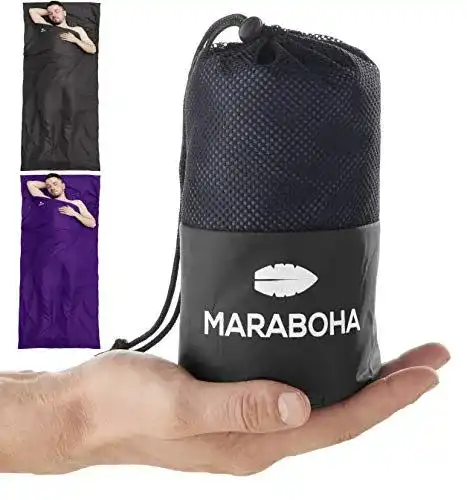 Hüttenschlafsack von Maraboha aus Mikrofaser mit Kissenfach