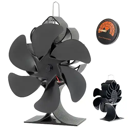 Ofenventilator Smilovii Kaminventilator mit 6 Blättern, leise und effizient