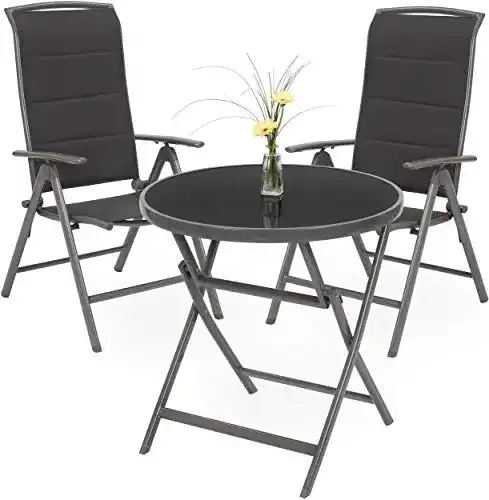 Gartentisch mit Hochlehner Stühlen BRUBAKER Milano – Aluminium – Wetterfest