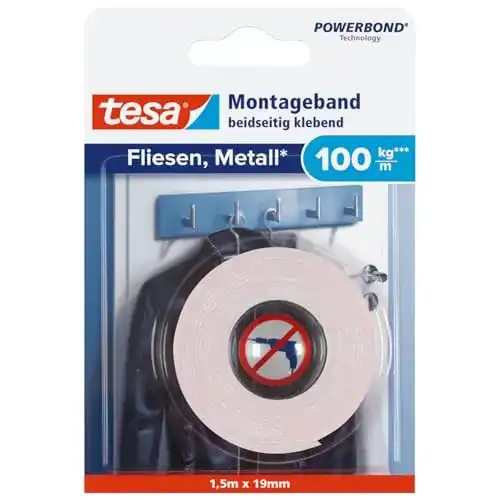 Tesa Powerbond Montageband für Fliesen und Metall