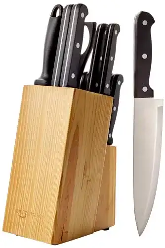 Messerset Amazon Basics 14-teilig mit Messerblock in Schwarz