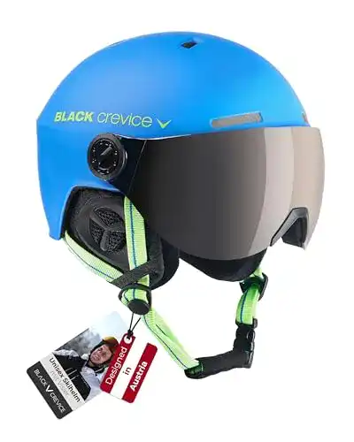 Skihelm Black Crevice für Erwachsene in Blau-Lime mit Visier