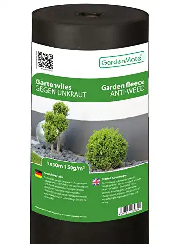 Unkrautvlies 150g Gardenmate 1 m x 50 m Rolle für Gartenanwendungen