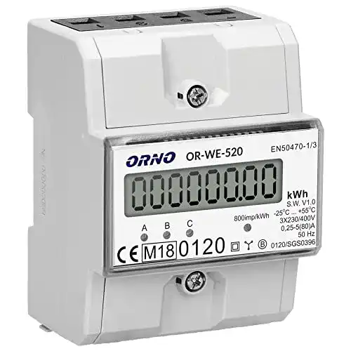 Stromzähler Orno OR-WE-520 Hutschiene 3-Phasen MID-zertifiziert