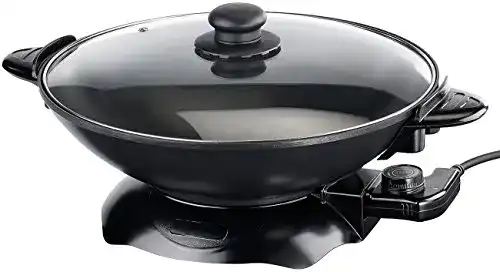 Elektro-Wok von Rosenstein & Söhne: Elektrische Wokpfanne mit Thermostat und 1.500 W